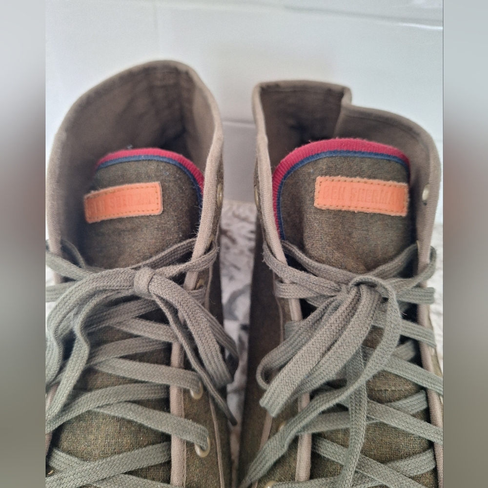 Ben Sherman Khaki Wool High-Top Sneakers Size 12 View 3